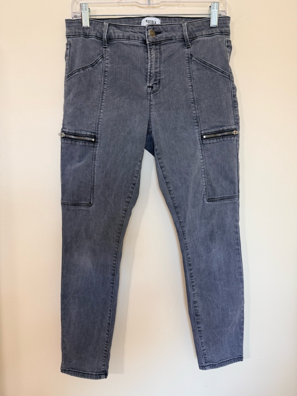 Pistola Light Gray Denim Ankle Jeans with Stretch